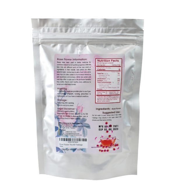 Rose Flower Tea Backview