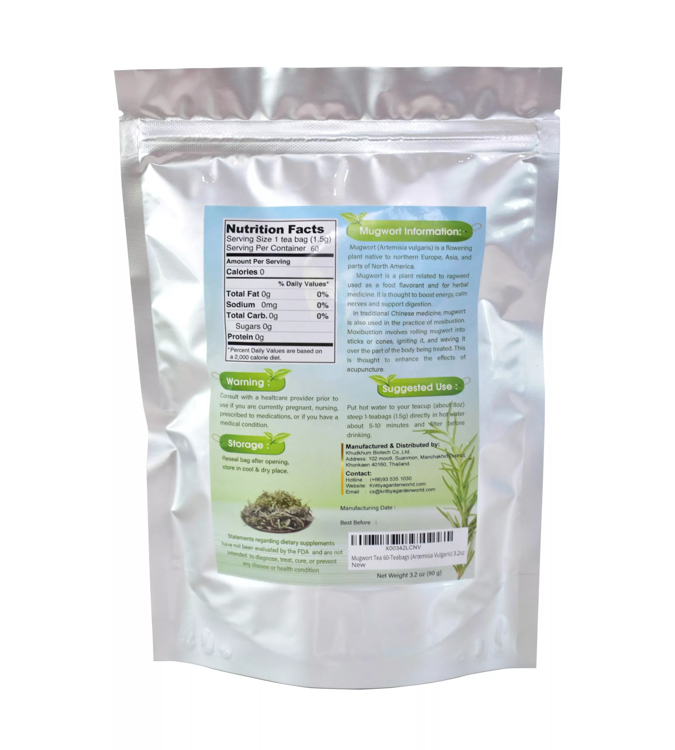 Mugwort Tea 60-Teabags Back