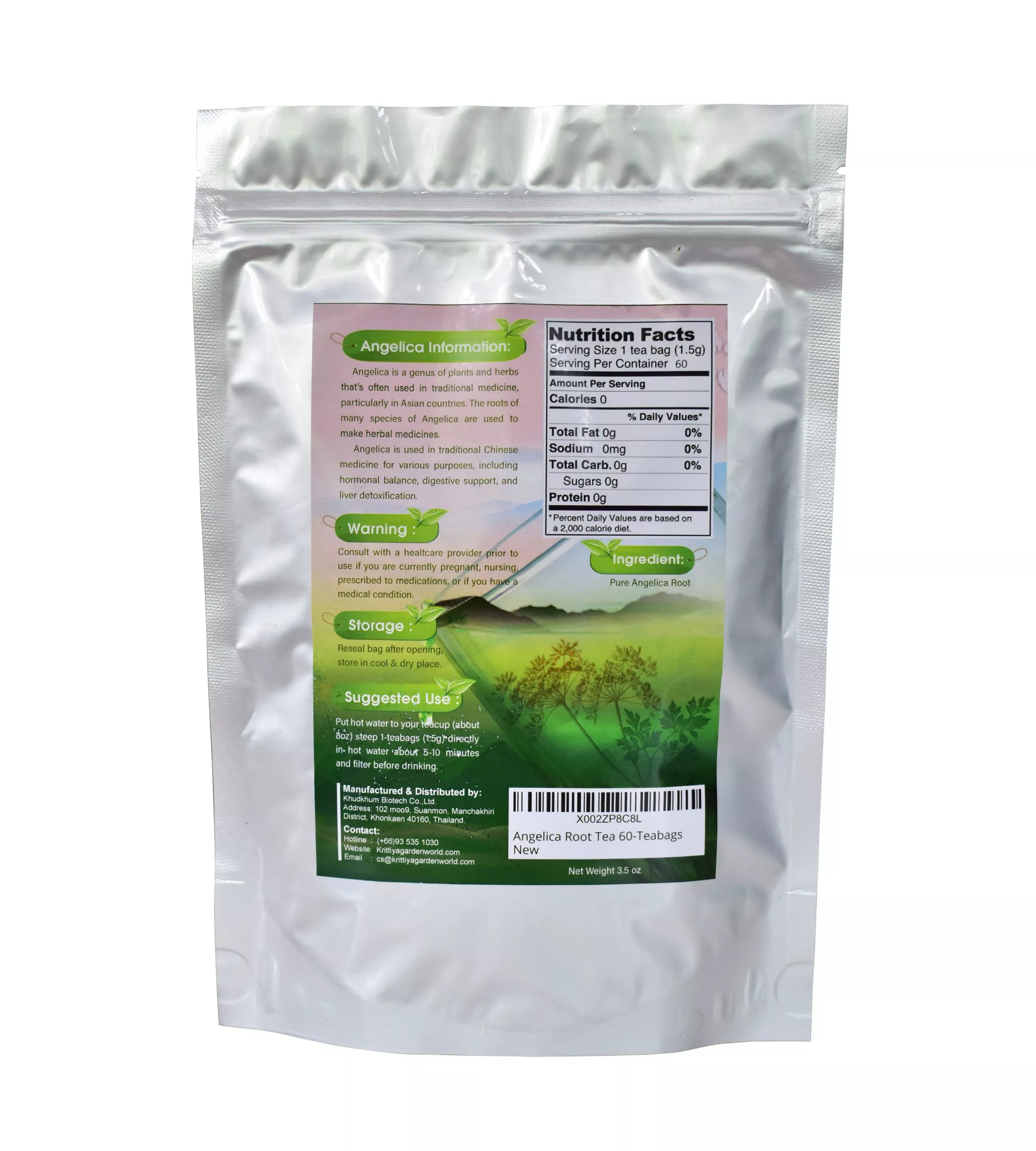 Angelica Root Tea 60-Teabags Backview