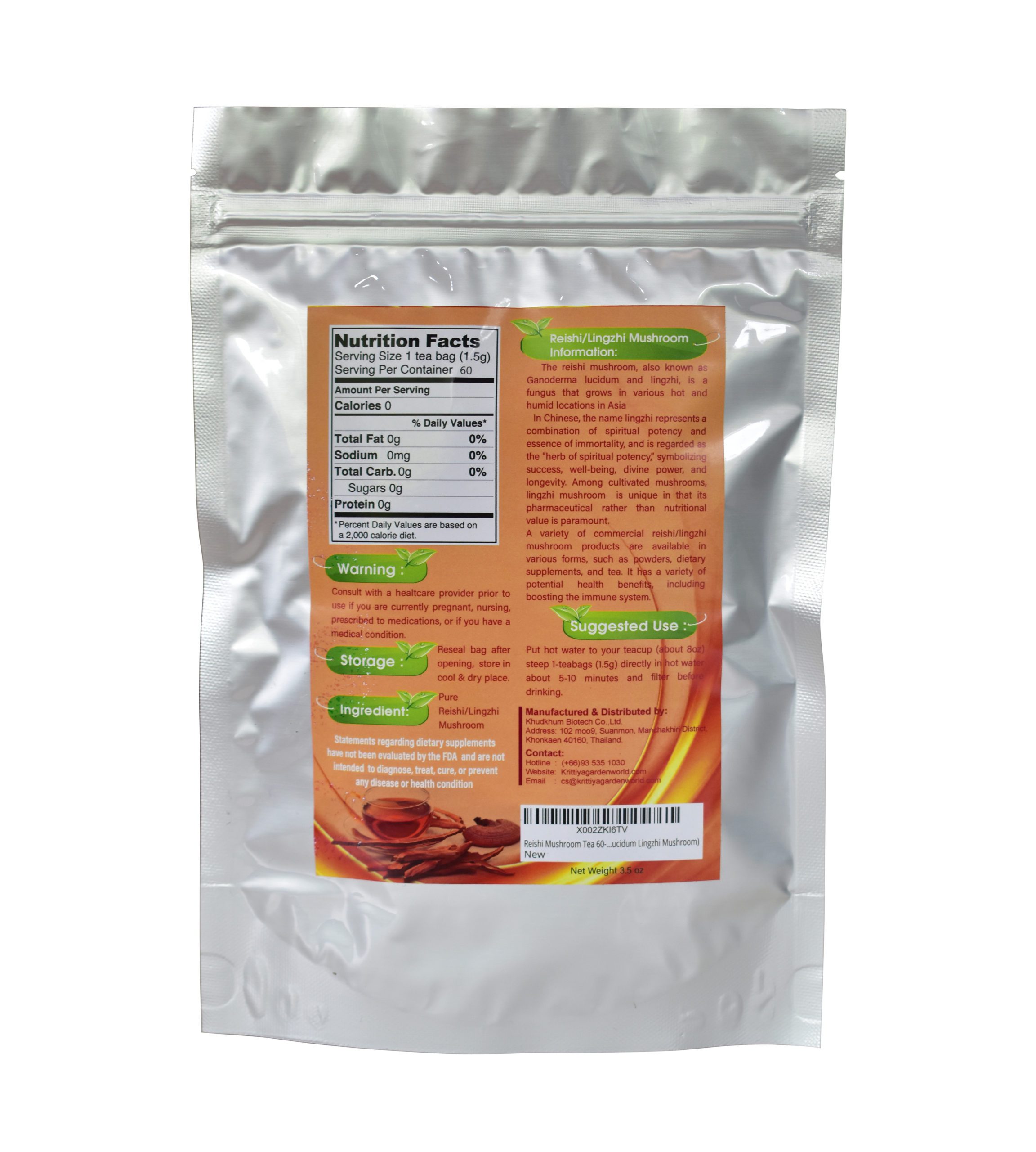 Reishi Mushroom Tea 60-Teabags Back