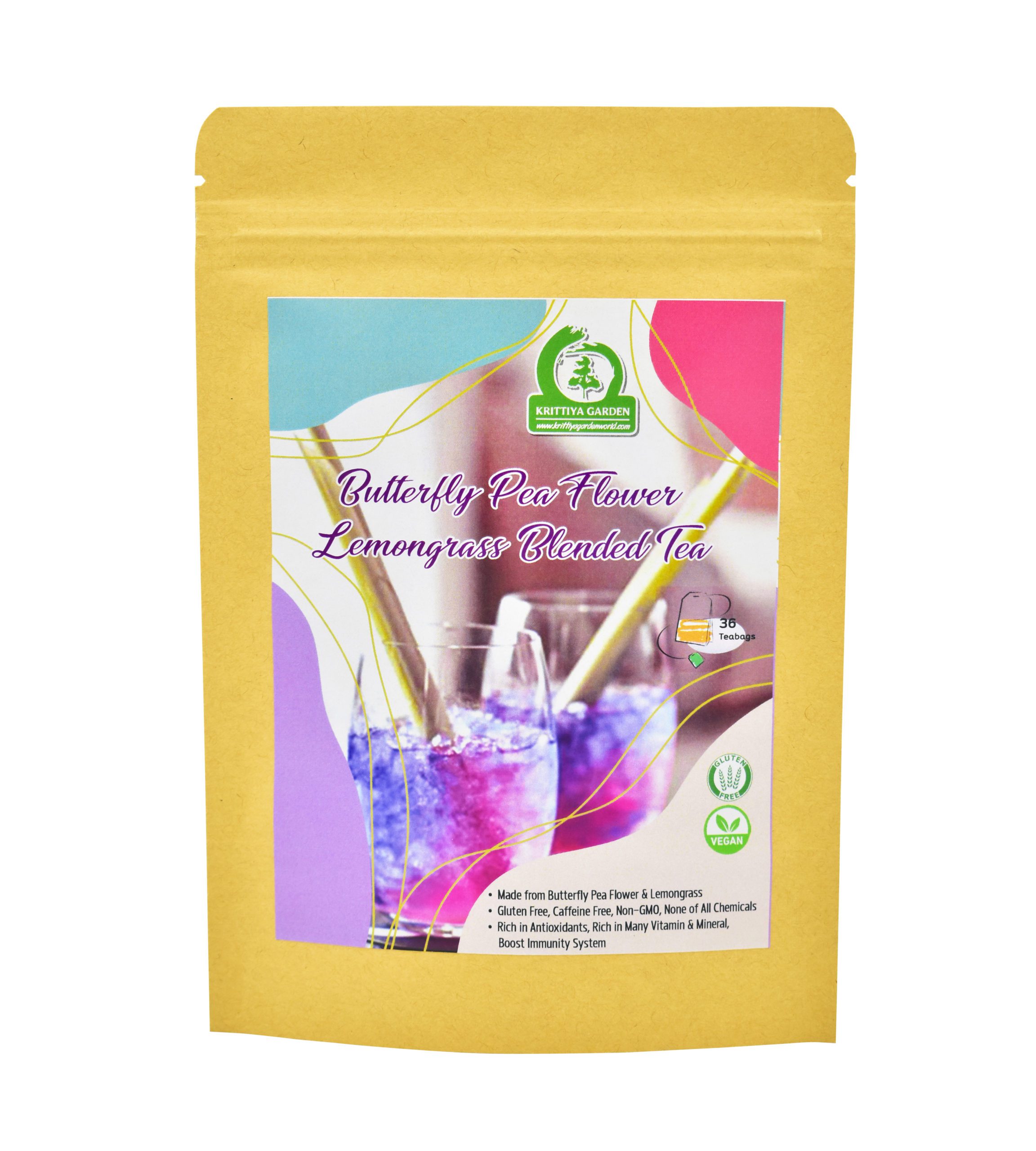 Butterfly Pea Flower Lemongrass Blended Tea Front