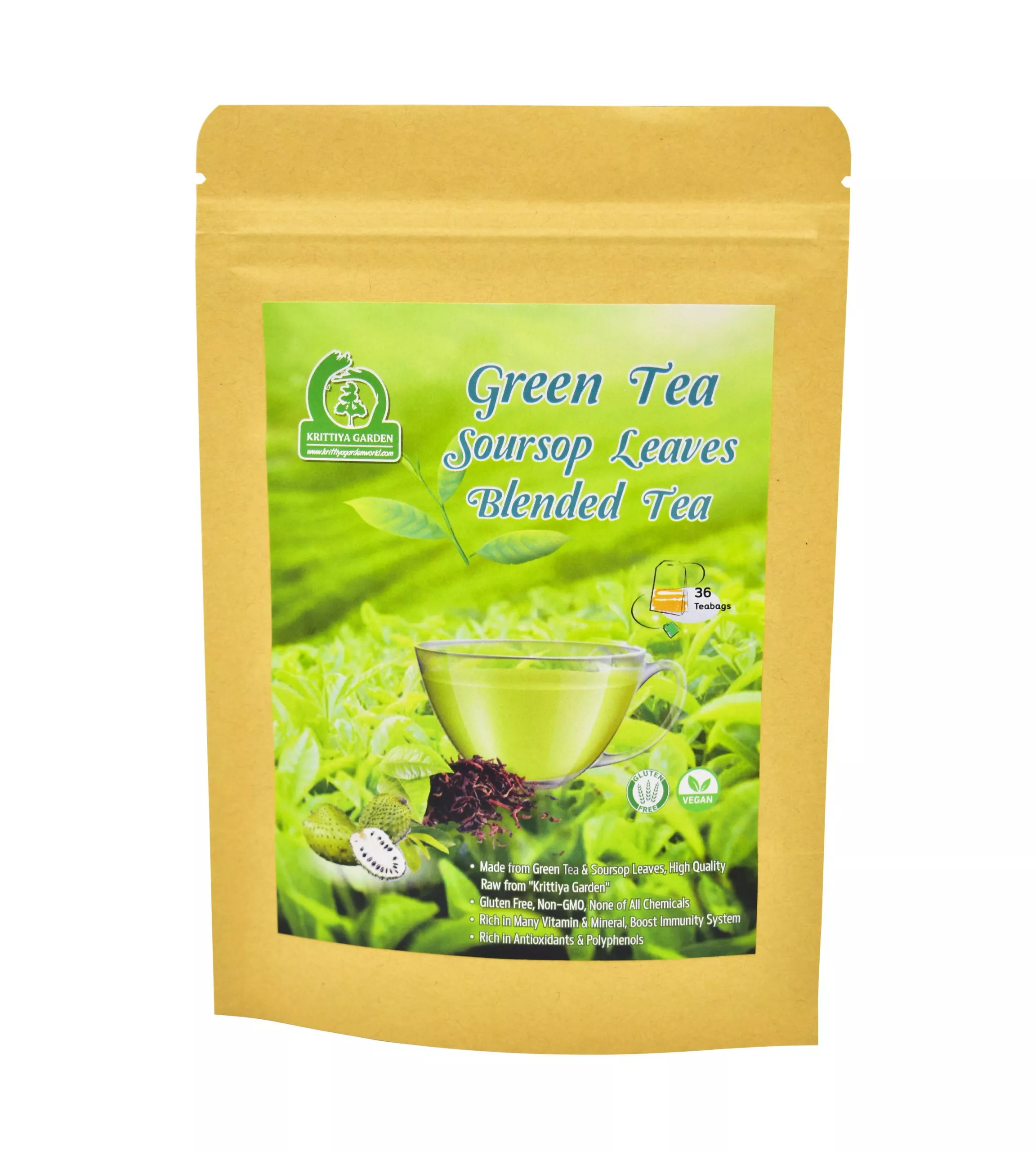 Green Tea Soursop Leaves Blended Tea 36-Teabags (1.9oz) X2 Double ...