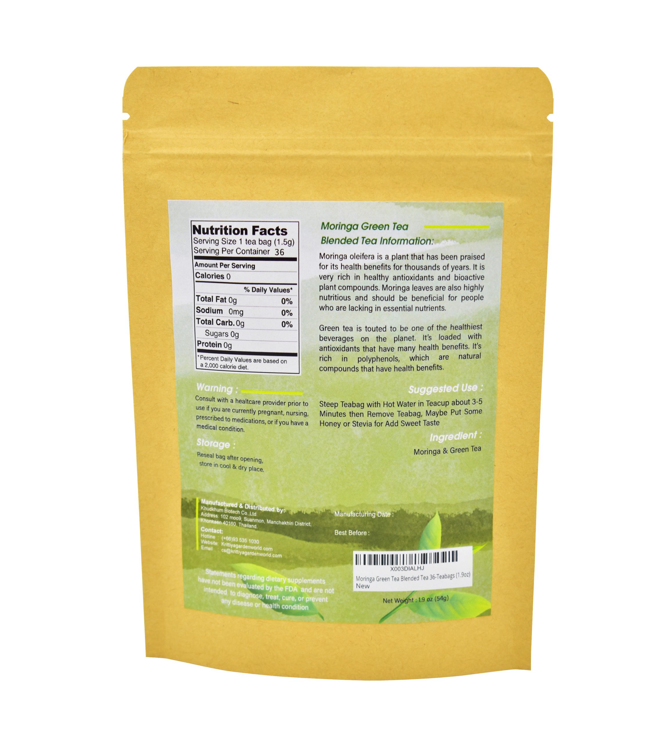 Moringa Green Tea Blended Tea Back