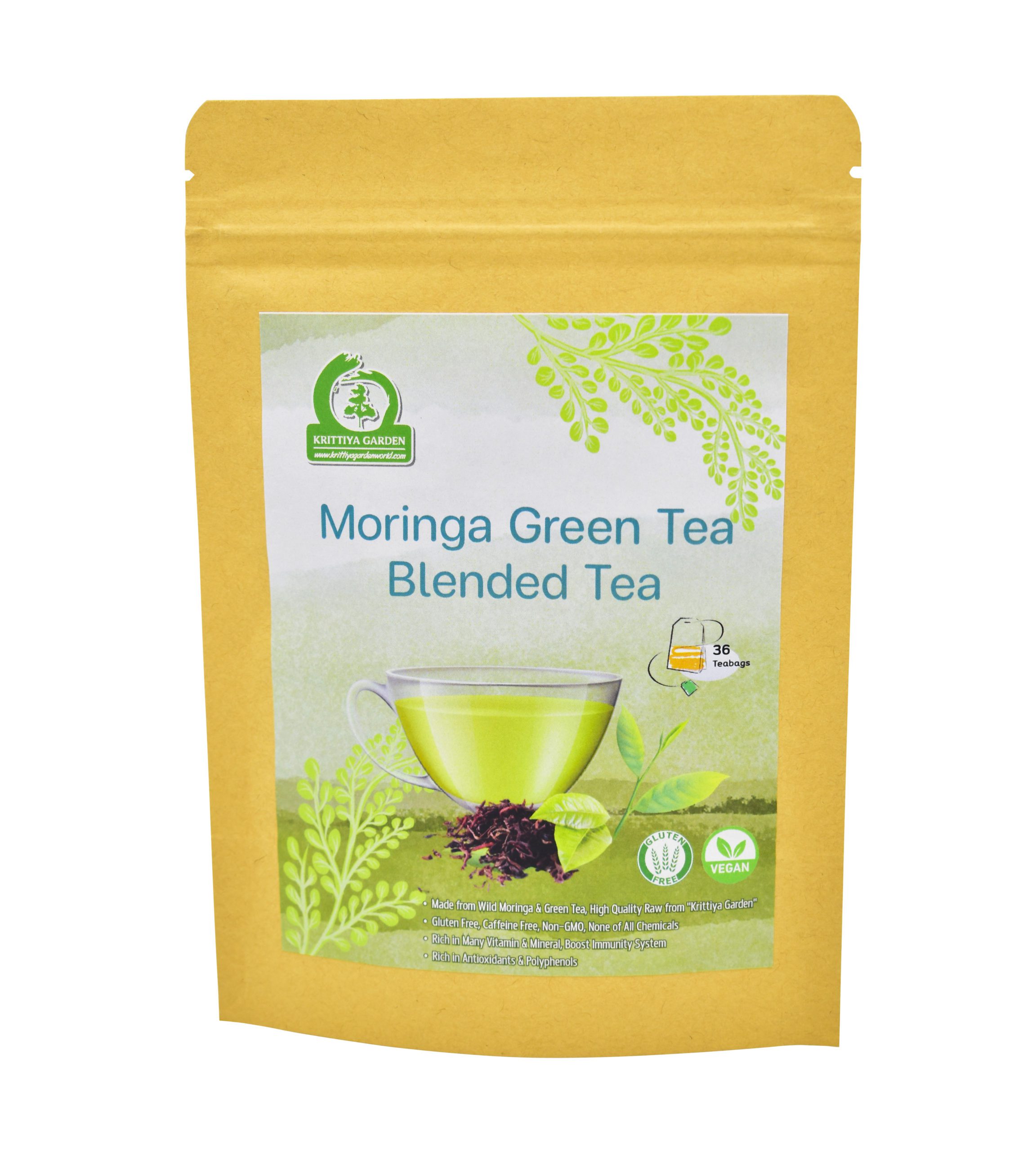 Moringa Green Tea Blended Tea 36-Teabags (1.9oz) - Krittiya Garden World