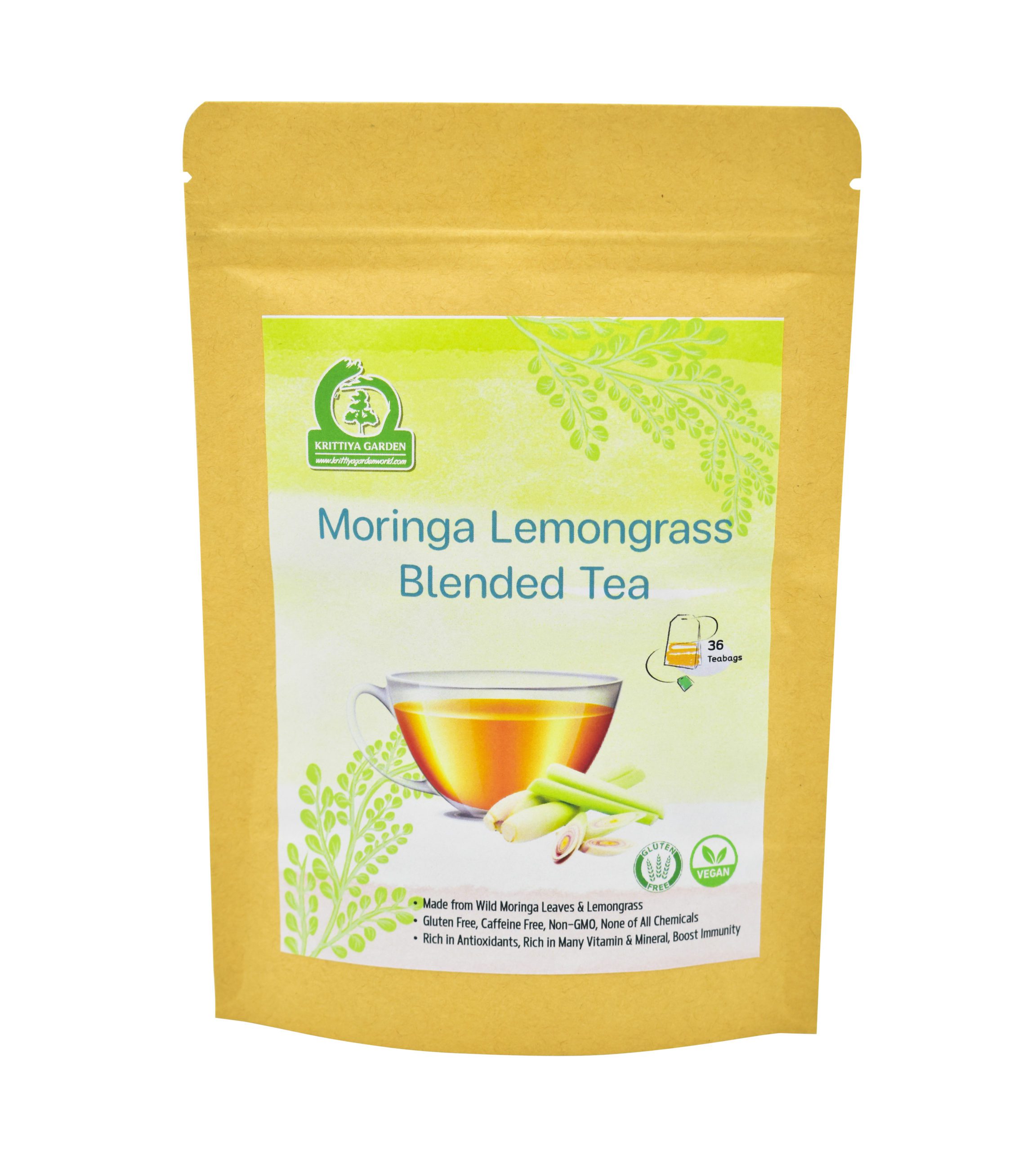 Moringa Lemongrass Blended Tea Front