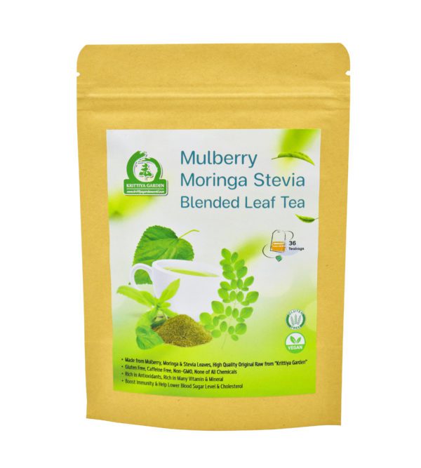 Mulberry Moringa Stevia Blended Leaf Tea Front