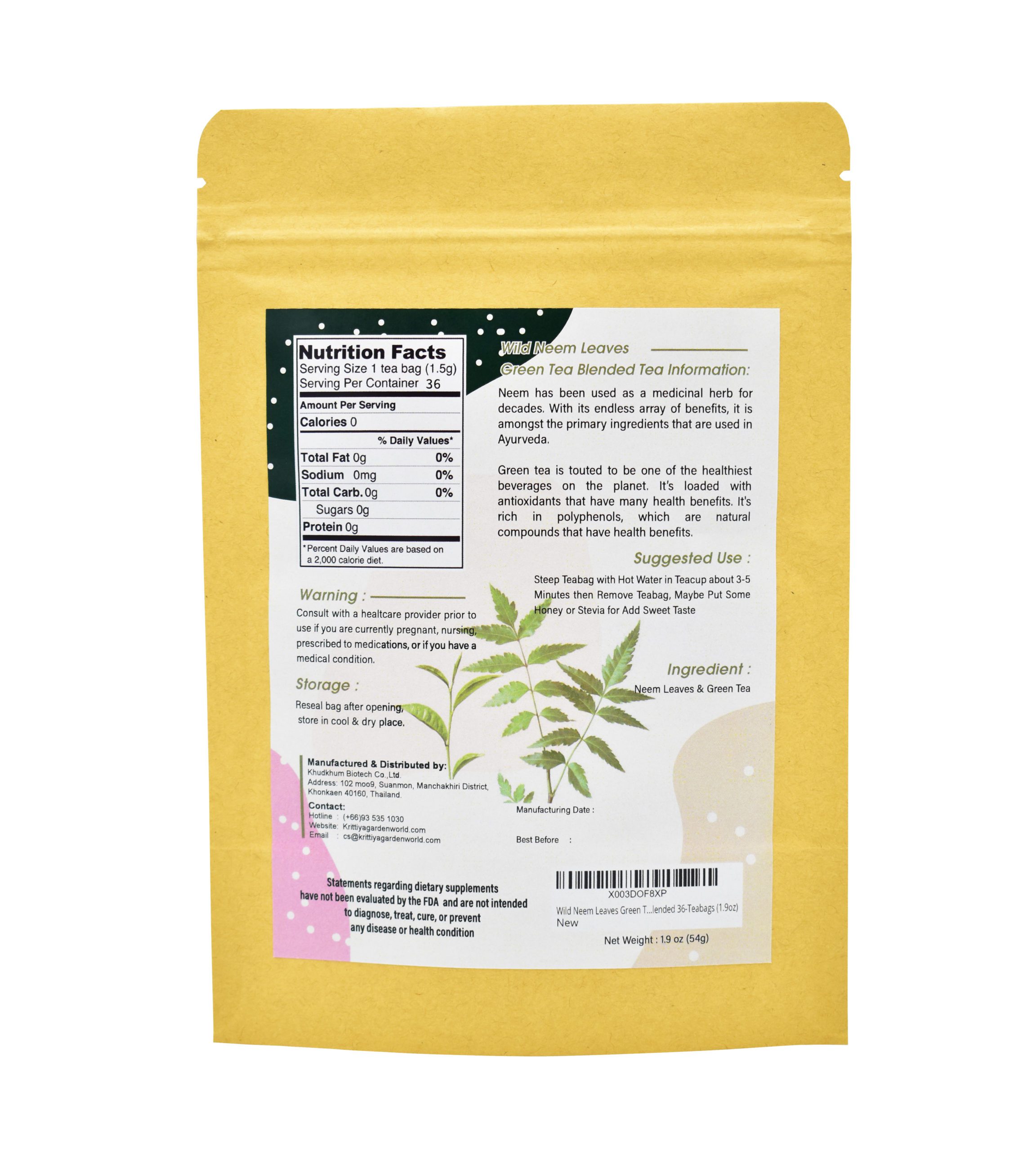 Wild Neem Leaves Green Tea Blended Tea Back