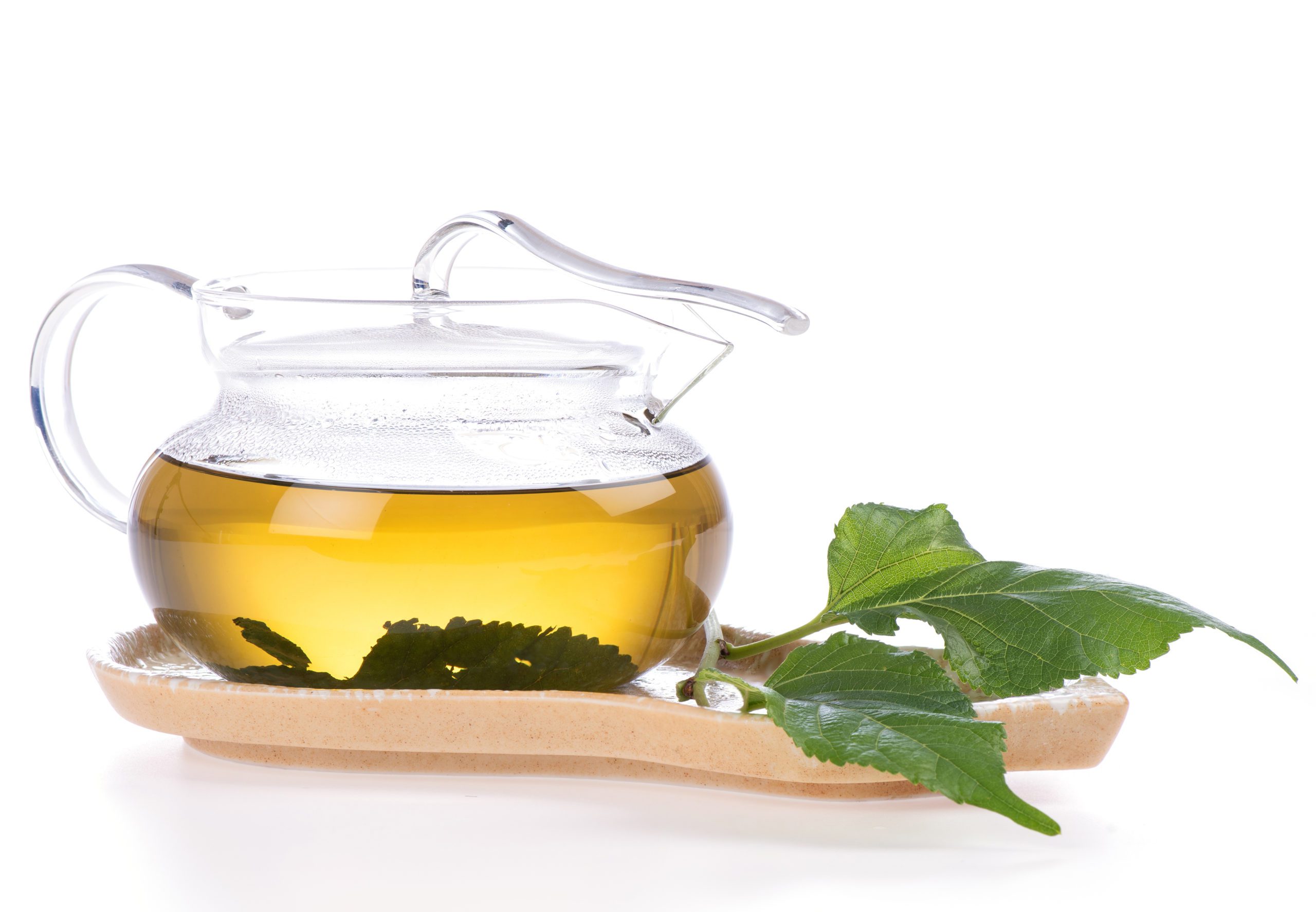 Mulberry Leaf Tea in Teapot with Leaves